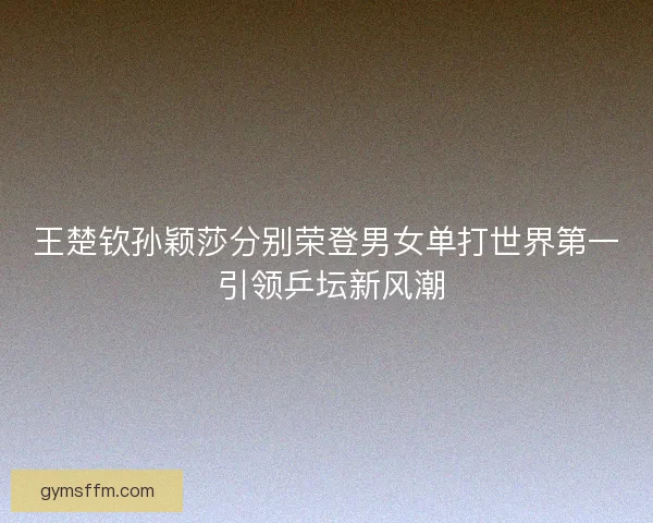 王楚钦孙颖莎分别荣登男女单打世界第一 引领乒坛新风潮 王楚钦孙颖莎分别荣登男女单打世界第一 引领乒坛新风潮